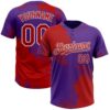 Custom Red Purple-White 3D Pattern Abstract Brush Stroke Two-Button Unisex Softball Jersey