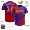Custom Red Purple-White 3D Pattern Abstract Brush Stroke Two-Button Unisex Softball Jersey