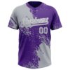 Custom Gray Purple-White 3D Pattern Abstract Brush Stroke Two-Button Unisex Softball Jersey