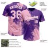 Custom Light Pink Purple-White 3D Pattern Abstract Brush Stroke Two-Button Unisex Softball Jersey