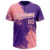 Custom Medium Pink Purple-White 3D Pattern Abstract Brush Stroke Two-Button Unisex Softball Jersey