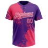 Custom Neon Pink Purple-White 3D Pattern Abstract Brush Stroke Two-Button Unisex Softball Jersey
