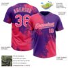 Custom Neon Pink Purple-White 3D Pattern Abstract Brush Stroke Two-Button Unisex Softball Jersey