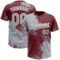 Custom Gray Burgundy-White 3D Pattern Abstract Brush Stroke Two-Button Unisex Softball Jersey