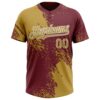 Custom Old Gold Burgundy-White 3D Pattern Abstract Brush Stroke Two-Button Unisex Softball Jersey