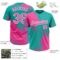 Custom Pink Aqua-White 3D Pattern Abstract Brush Stroke Two-Button Unisex Softball Jersey