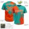 Custom Orange Aqua-White 3D Pattern Abstract Brush Stroke Two-Button Unisex Softball Jersey