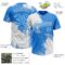 Custom White Electric Blue 3D Pattern Abstract Brush Stroke Two-Button Unisex Softball Jersey