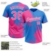 Custom Pink Electric Blue-White 3D Pattern Abstract Brush Stroke Two-Button Unisex Softball Jersey