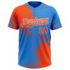 Custom Orange Electric Blue-White 3D Pattern Abstract Brush Stroke Two-Button Unisex Softball Jersey