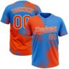 Custom Orange Electric Blue-White 3D Pattern Abstract Brush Stroke Two-Button Unisex Softball Jersey