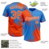 Custom Orange Electric Blue-White 3D Pattern Abstract Brush Stroke Two-Button Unisex Softball Jersey