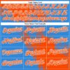 Custom Orange Electric Blue-White 3D Pattern Abstract Brush Stroke Two-Button Unisex Softball Jersey