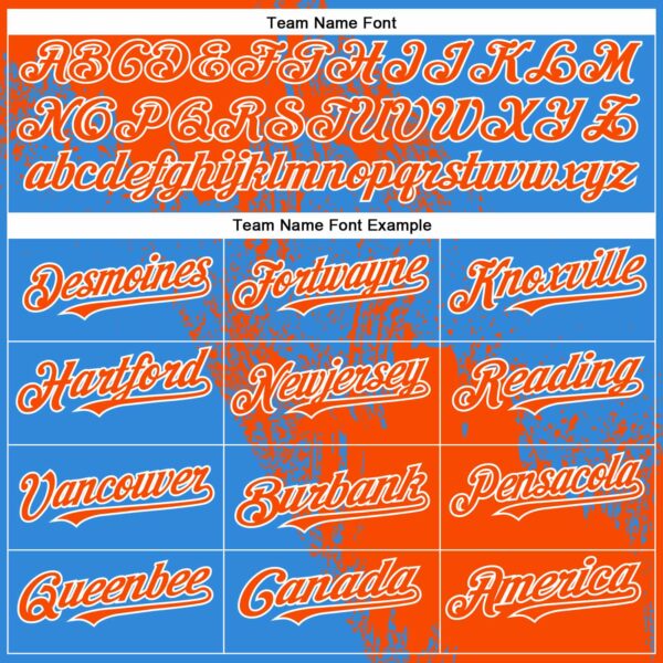 Custom Orange Electric Blue-White 3D Pattern Abstract Brush Stroke Two-Button Unisex Softball Jersey