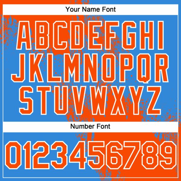 Custom Orange Electric Blue-White 3D Pattern Abstract Brush Stroke Two-Button Unisex Softball Jersey