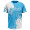 Custom White Sky Blue 3D Pattern Abstract Brush Stroke Two-Button Unisex Softball Jersey