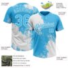 Custom White Sky Blue 3D Pattern Abstract Brush Stroke Two-Button Unisex Softball Jersey