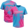 Custom Pink Sky Blue-White 3D Pattern Abstract Brush Stroke Two-Button Unisex Softball Jersey