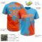 Custom Orange Sky Blue-White 3D Pattern Abstract Brush Stroke Two-Button Unisex Softball Jersey