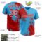 Custom Red Sky Blue-White 3D Pattern Abstract Brush Stroke Two-Button Unisex Softball Jersey