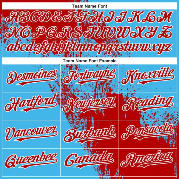 Custom Red Sky Blue-White 3D Pattern Abstract Brush Stroke Two-Button Unisex Softball Jersey
