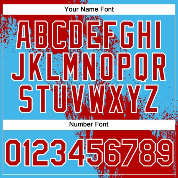 Custom Red Sky Blue-White 3D Pattern Abstract Brush Stroke Two-Button Unisex Softball Jersey