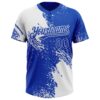 Custom White Thunder Blue 3D Pattern Abstract Brush Stroke Two-Button Unisex Softball Jersey