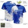 Custom White Thunder Blue 3D Pattern Abstract Brush Stroke Two-Button Unisex Softball Jersey