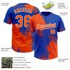 Custom Orange Thunder Blue-White 3D Pattern Abstract Brush Stroke Two-Button Unisex Softball Jersey