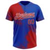 Custom Red Thunder Blue-White 3D Pattern Abstract Brush Stroke Two-Button Unisex Softball Jersey