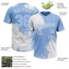 Custom White Light Blue 3D Pattern Abstract Brush Stroke Two-Button Unisex Softball Jersey