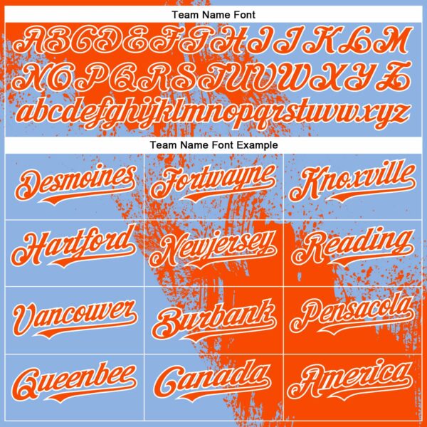 Custom Orange Light Blue-White 3D Pattern Abstract Brush Stroke Two-Button Unisex Softball Jersey