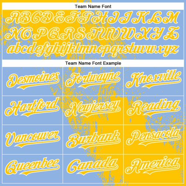 Custom Yellow Light Blue-White 3D Pattern Abstract Brush Stroke Two-Button Unisex Softball Jersey
