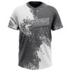 Custom White Steel Gray 3D Pattern Abstract Brush Stroke Two-Button Unisex Softball Jersey