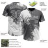 Custom White Steel Gray 3D Pattern Abstract Brush Stroke Two-Button Unisex Softball Jersey