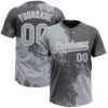 Custom Gray Steel Gray-White 3D Pattern Abstract Brush Stroke Two-Button Unisex Softball Jersey