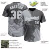 Custom Gray Steel Gray-White 3D Pattern Abstract Brush Stroke Two-Button Unisex Softball Jersey