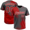 Custom Red Steel Gray-White 3D Pattern Abstract Brush Stroke Two-Button Unisex Softball Jersey