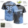 Custom Light Blue Steel Gray-White 3D Pattern Abstract Brush Stroke Two-Button Unisex Softball Jersey