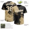 Custom Vegas Gold Black-White 3D Pattern Abstract Brush Stroke Two-Button Unisex Softball Jersey