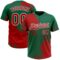 Custom Red Kelly Green-White 3D Pattern Abstract Brush Stroke Two-Button Unisex Softball Jersey