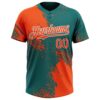 Custom Orange Teal-White 3D Pattern Abstract Brush Stroke Two-Button Unisex Softball Jersey