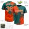 Custom Orange Teal-White 3D Pattern Abstract Brush Stroke Two-Button Unisex Softball Jersey