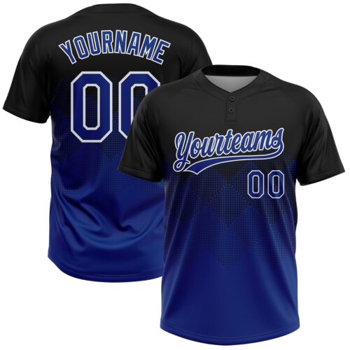 Softball1870 Custom Black Royal-White 3D Gradient Square Shape Two-Button Unisex Softball Jersey