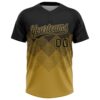Custom Black Old Gold 3D Gradient Square Shape Two-Button Unisex Softball Jersey
