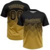 Custom Black Old Gold 3D Gradient Square Shape Two-Button Unisex Softball Jersey