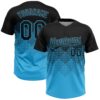 Custom Black Sky Blue 3D Gradient Square Shape Two-Button Unisex Softball Jersey