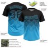Custom Black Sky Blue 3D Gradient Square Shape Two-Button Unisex Softball Jersey