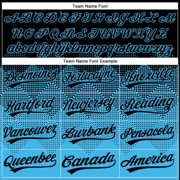 Custom Black Sky Blue 3D Gradient Square Shape Two-Button Unisex Softball Jersey