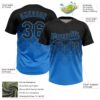 Custom Black Electric Blue 3D Gradient Square Shape Two-Button Unisex Softball Jersey